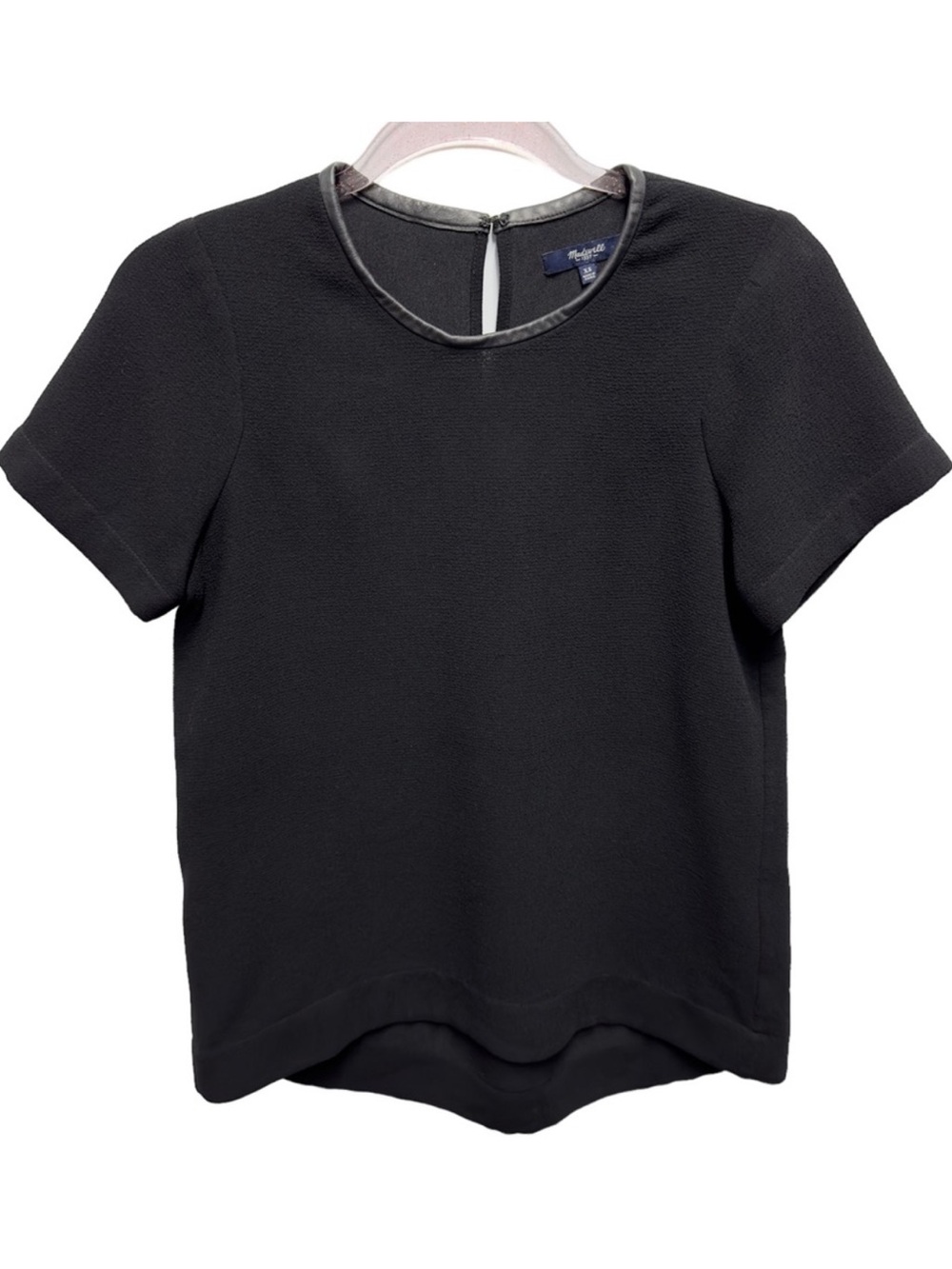 Pure Leather Pleated Trim Blouse Tunic Top